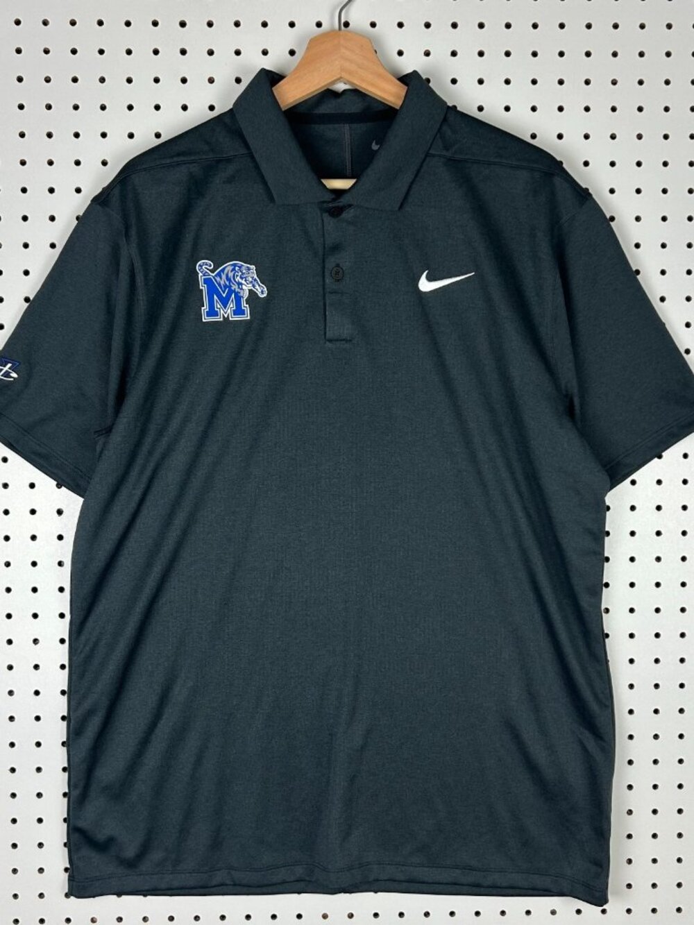 Nike 1 Cent Memphis Tigers Polo Large Gray Basketball PE Sideline Coach Golf Dri
